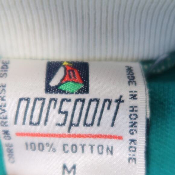 Vintage 90s Norsport Teal Green and Purple Stripe Crewneck Sweatshirt Mens M - Picture 3 of 3